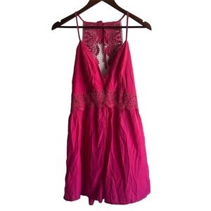 Women's Love Tree Hot Pink Lined Open Back Romper- XL.  B99